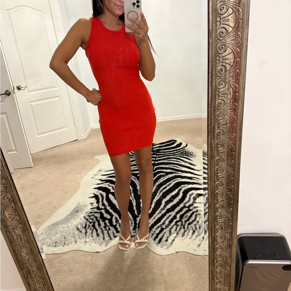 Bershka Vibrant Red Backless Dress. I'm 5'5 and 121 lbs burnt orange